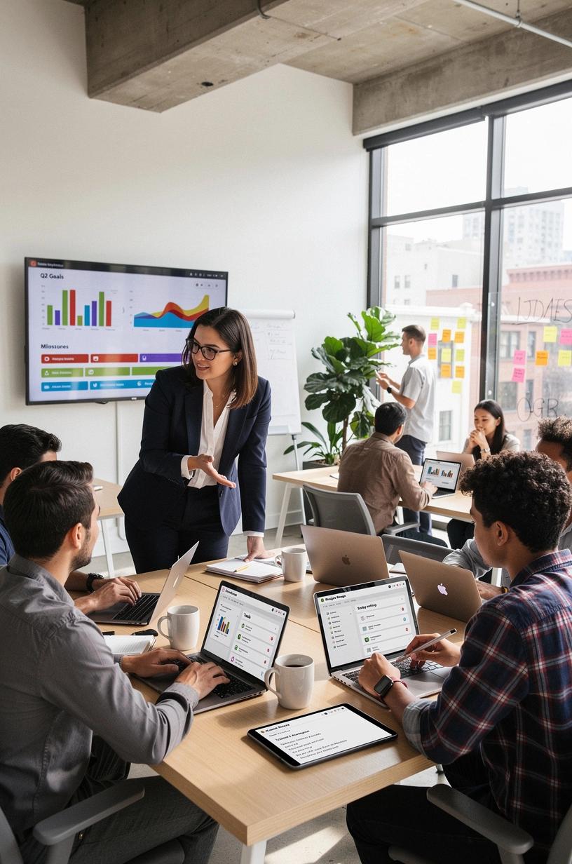 Professional workspace with organized digital tools and a calendar illustrating effective time and task management strategies for Canadian professionals